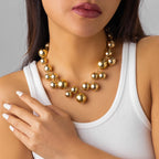 ZUPHAR™ Bold Ball Statement Necklace – Gold & Silver Party Chain