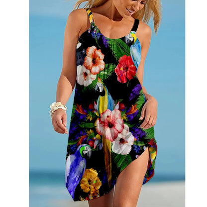 ZUPHAR™ Tropical Print Sleeveless Beach Dress