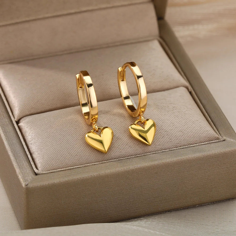 ZUPHAR Heart Stud Earrings — Stainless Steel, Gold & Silver