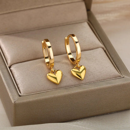 ZUPHAR Heart Stud Earrings — Stainless Steel, Gold & Silver
