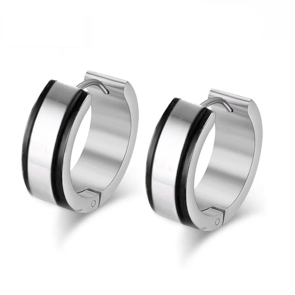Women's Stainless Steel Blue Hoop Earrings