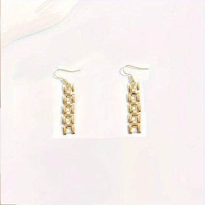 Women's Gold-Tone Geometric Link Necklace & Drop Earrings