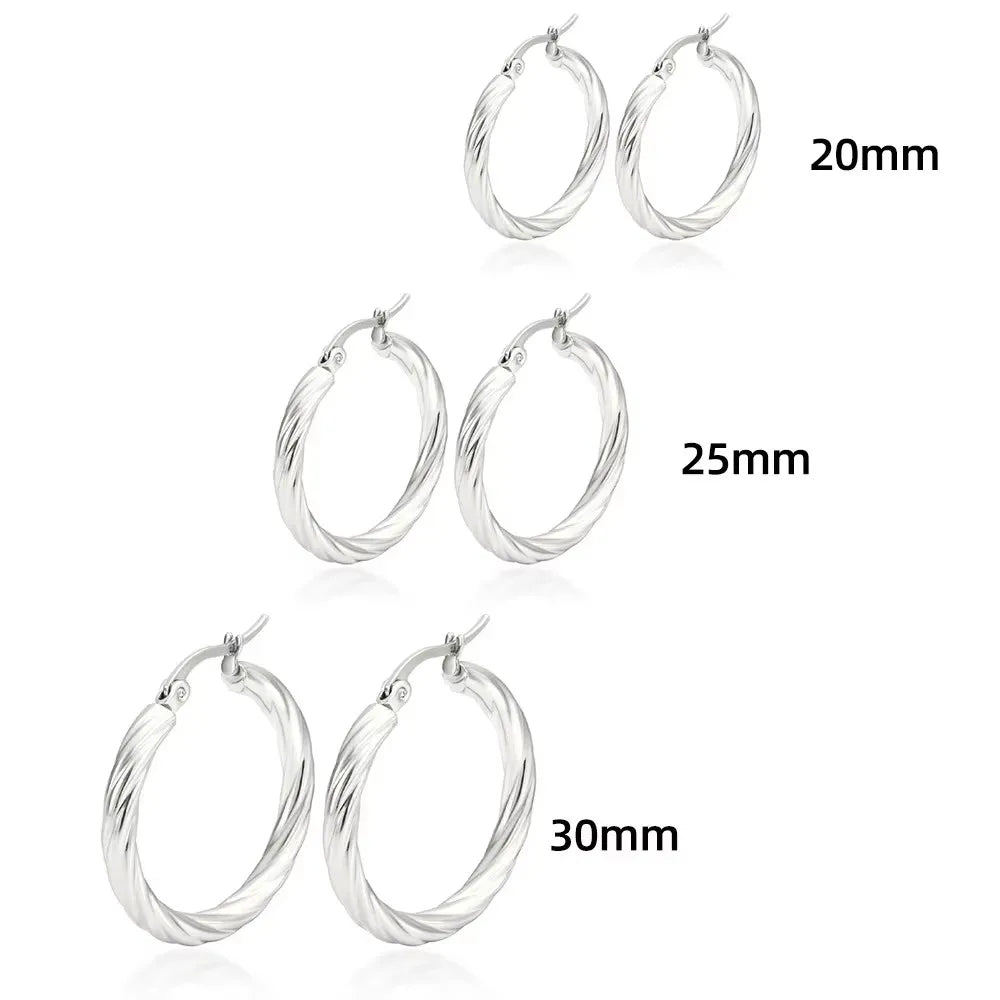 ZUPHAR Twist Circle Hoop Earrings Set – Stainless Steel Geometric Jewelry