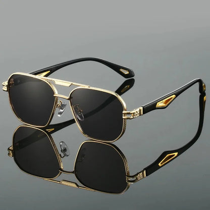 Vintage Square Sunglasses Men — Double Bridge UV400