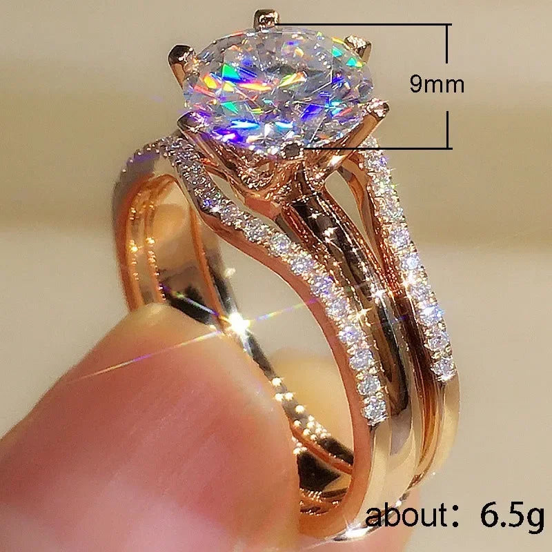 Rose Gold-Tone Cubic Zirconia Bridal Ring for Women