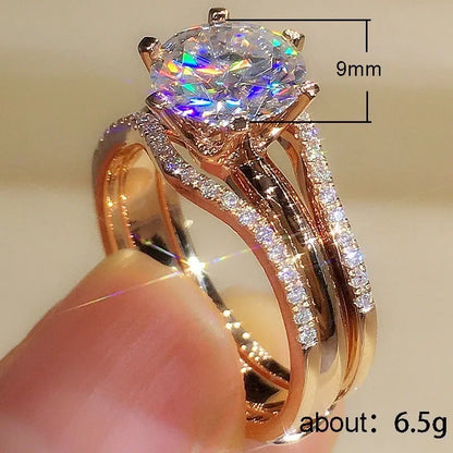 Rose Gold-Tone Cubic Zirconia Bridal Ring for Women