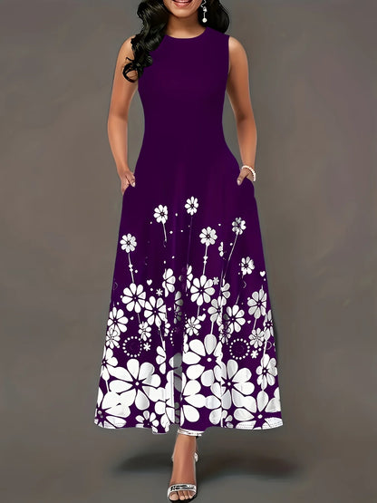 ZUPHAR™ Black Floral Sleeveless A-Line Dress