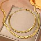 ZUPHAR™ Ensemble collier et bracelet à maillons cubains en acier inoxydable