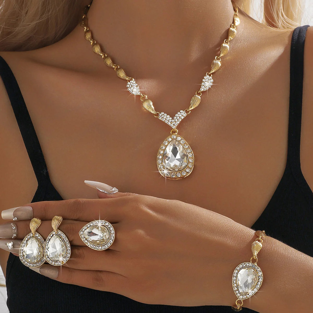 Vintage Teardrop Statement Jewelry Set