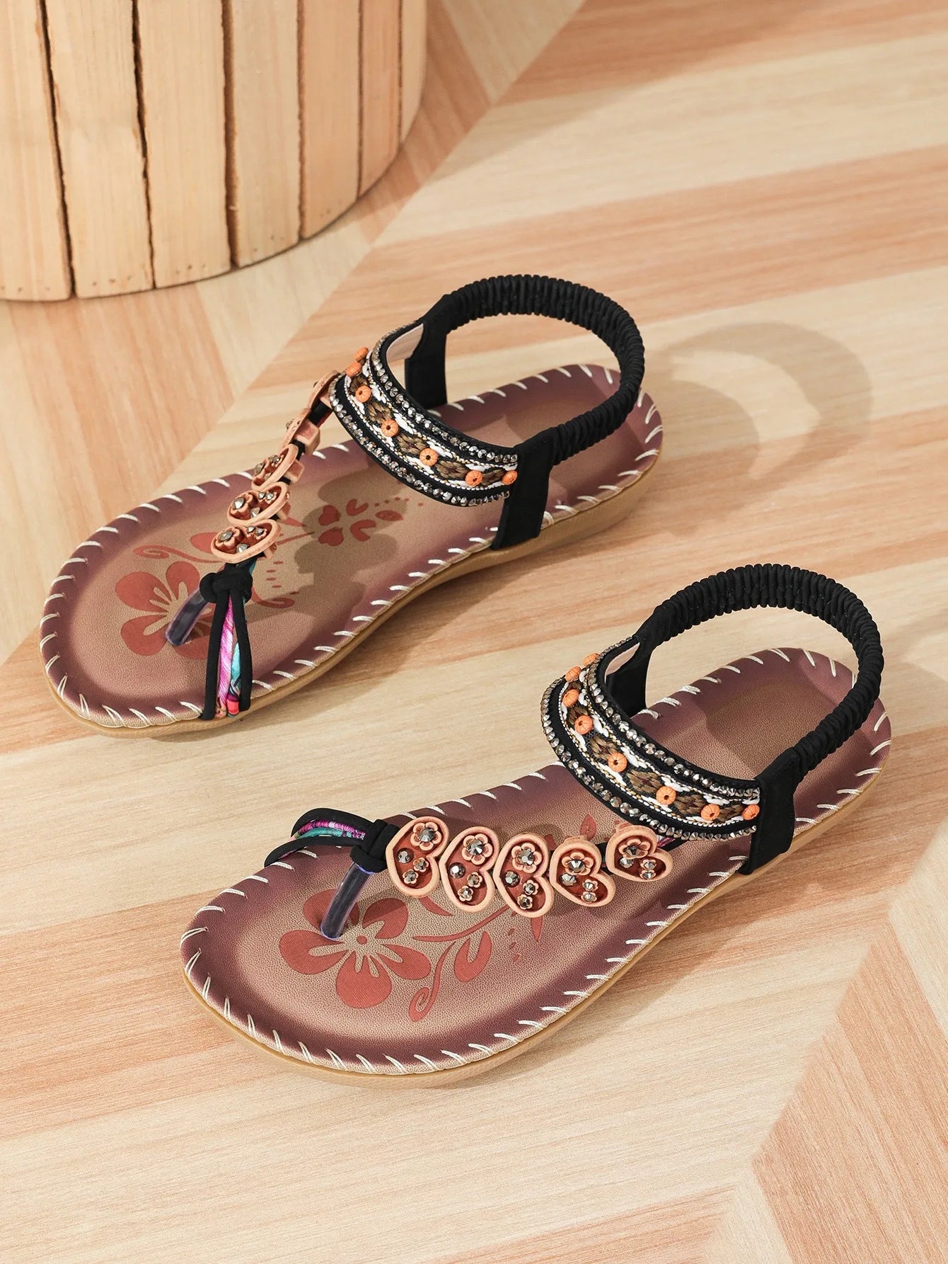 Women's Bohemian Flat Sandals – Beaded Open Toe Summer Shoes