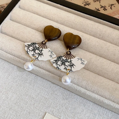 ZUPHAR™ Vintage Fan Drop Earrings – Elegant Acrylic Tassel Earrings