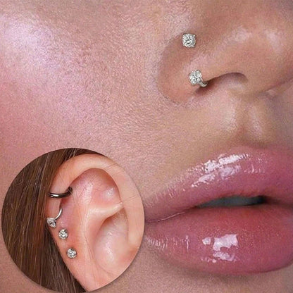 ZUPHAR CZ Nose Rings & Studs Set – Stainless Steel Body Jewelry 18G