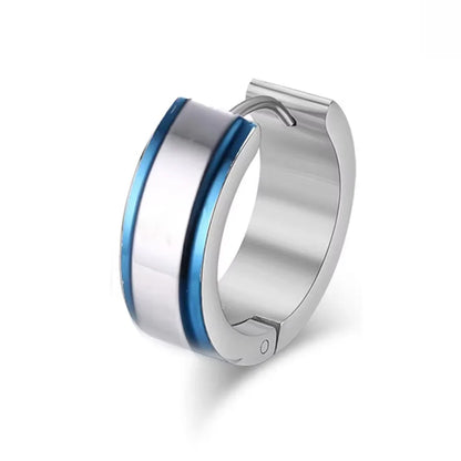 Women's Stainless Steel Blue Hoop Earrings