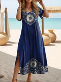 ZUPHAR™ Printed V-Neck Summer Maxi Dress