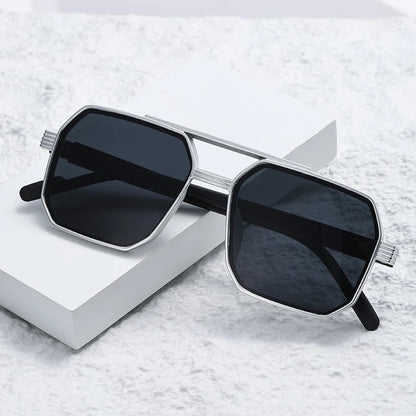 ZUPHAR 3-Pack Retro Square Sunglasses — Double Beam Metal Frame, Gradient Lenses, Anti-UV