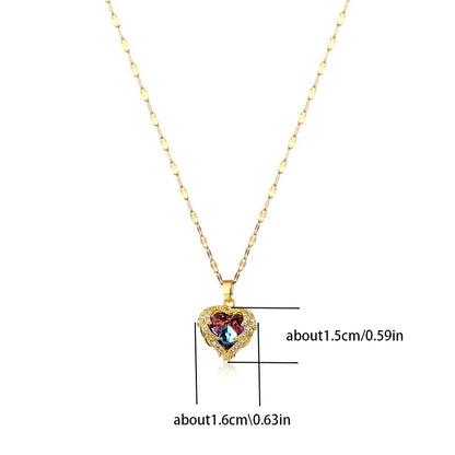 ZUPHAR Crystal Heart Pendant Necklace – 18K Gold Stainless Steel