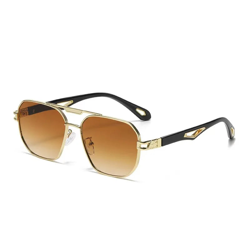 Vintage Square Sunglasses Men — Double Bridge UV400