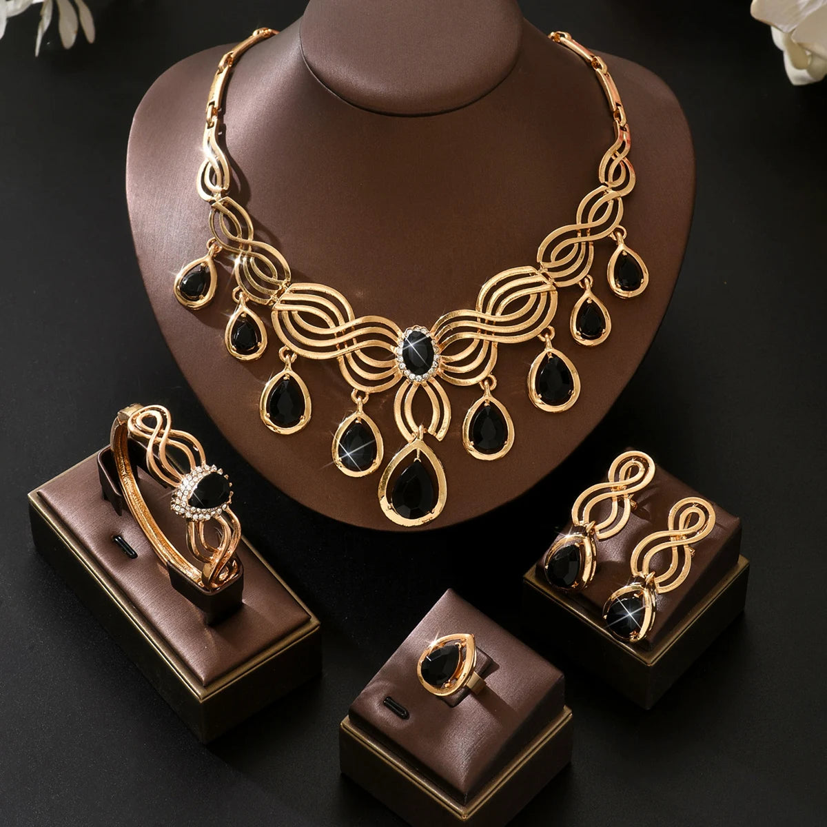 Gold-Tone Geometric Jewelry Set