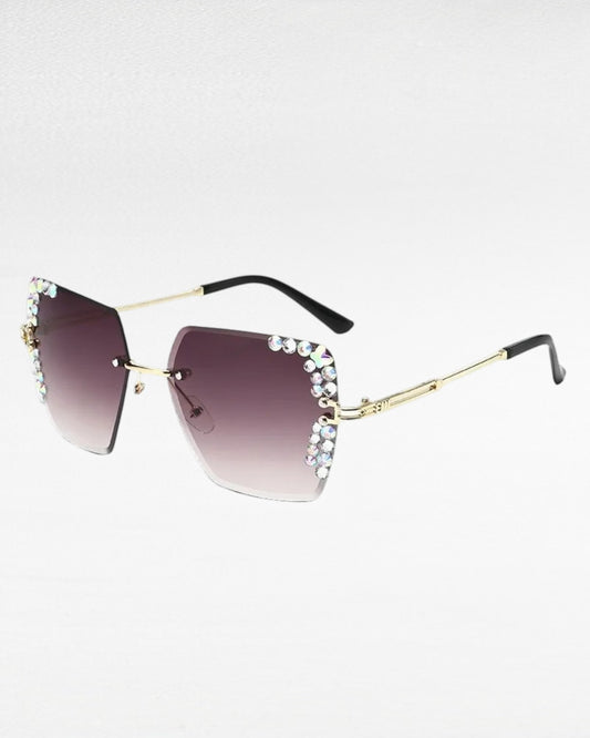 Crystal Frameless Sunglasses – Mirror Lens | Women's Fashion Eyewear