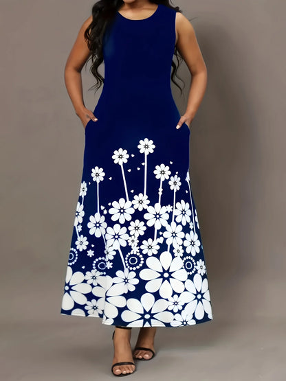 ZUPHAR™ Black Floral Sleeveless A-Line Dress