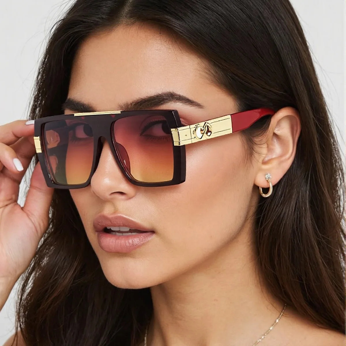 Vintage Square Sunglasses for Women - Gold Decoration | UV400 Anti-Reflective