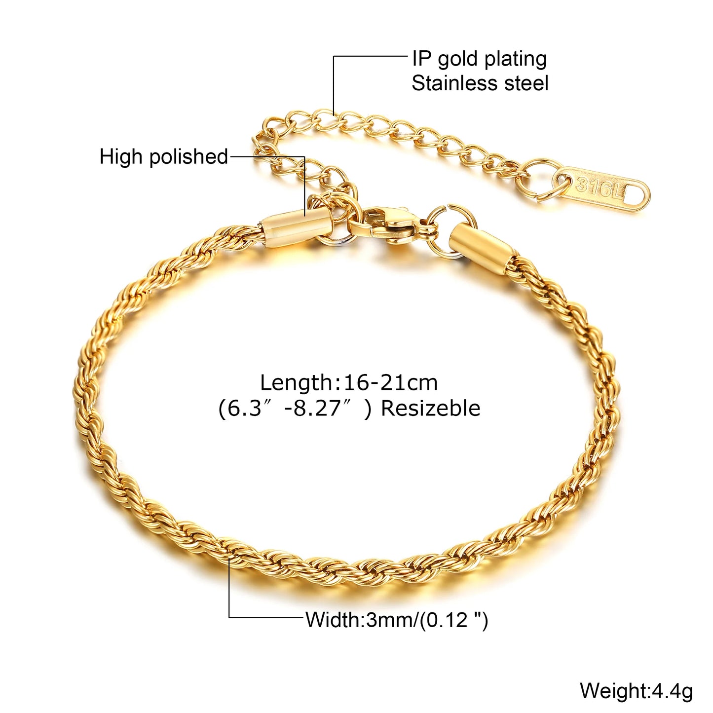 ZUPHAR Bold Gold Chain Bracelet for Men – Stainless Steel Streetwear