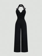 Women’s Lace Wide-Leg Jumpsuit with High Waist