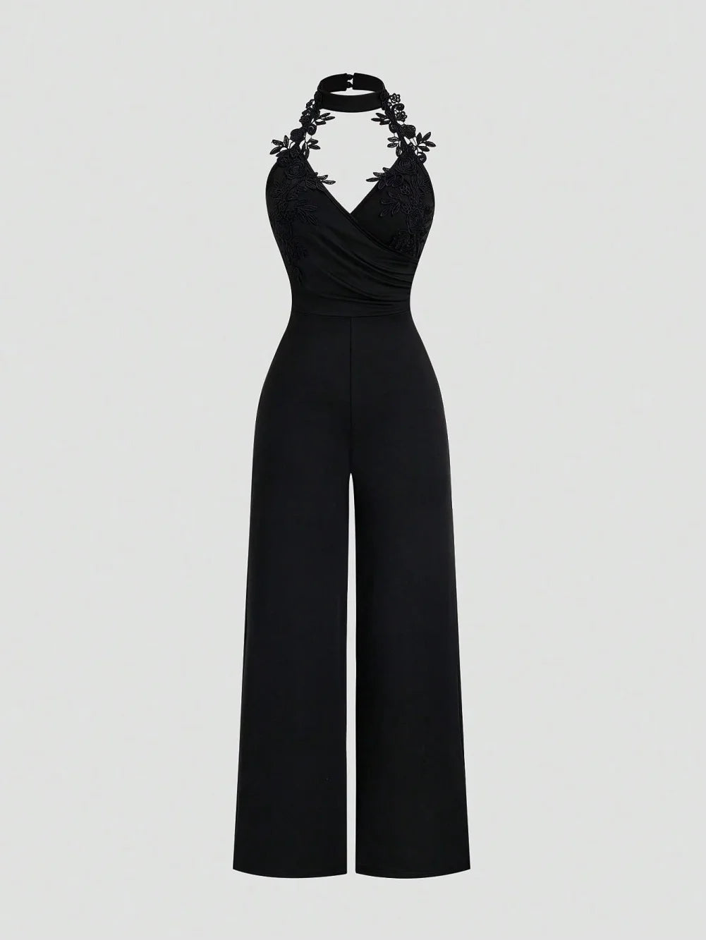 Women’s Lace Wide-Leg Jumpsuit with High Waist