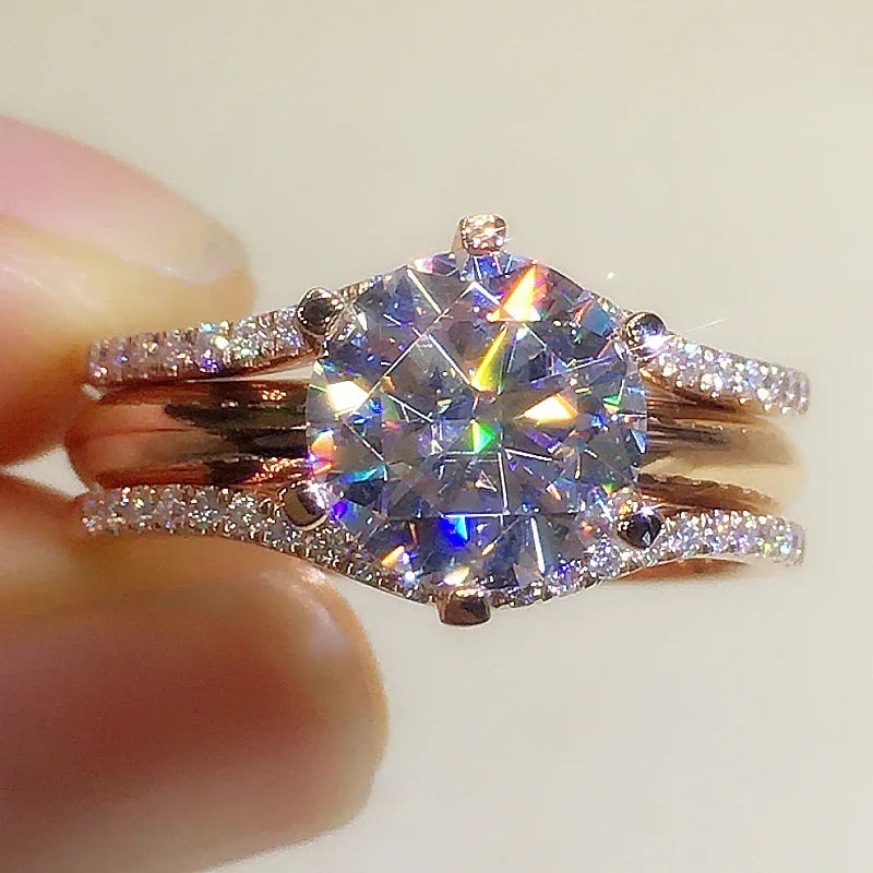Rose Gold-Tone Cubic Zirconia Bridal Ring for Women