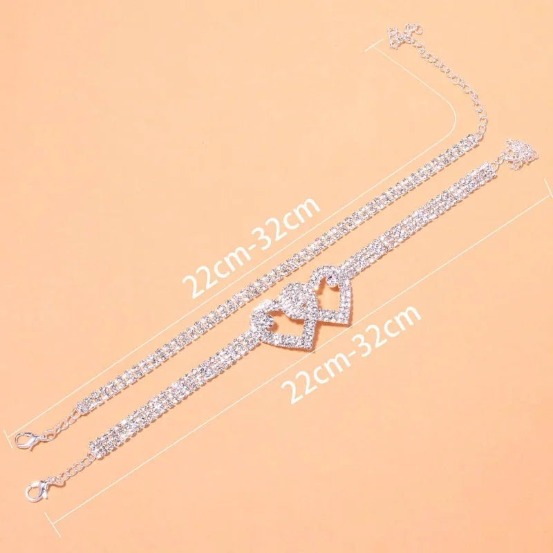 ZUPHAR™ Sparkling Heart Anklet Set – Add Elegant Shine to Every Step
