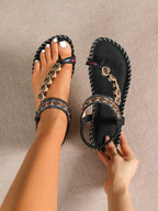 Bohemian Beaded Flat Sandals