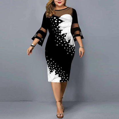 ZUPHAR™ Elegant Black Floral Sheath Dress