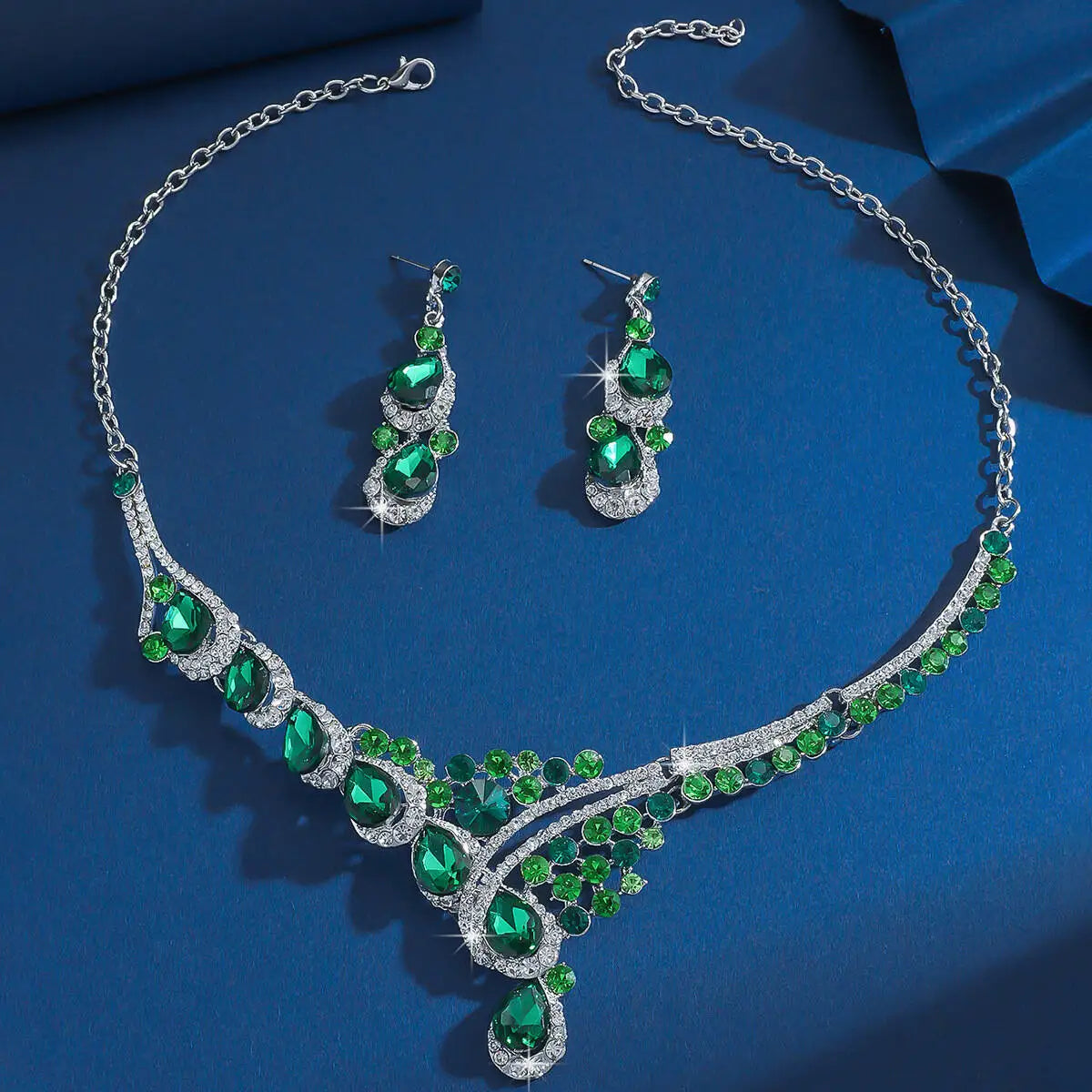 Iridescent Teardrop Statement Jewelry Set