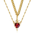 Heart & Sword Couple Necklace — Zirconia Pendant | Romantic Valentine's Gift