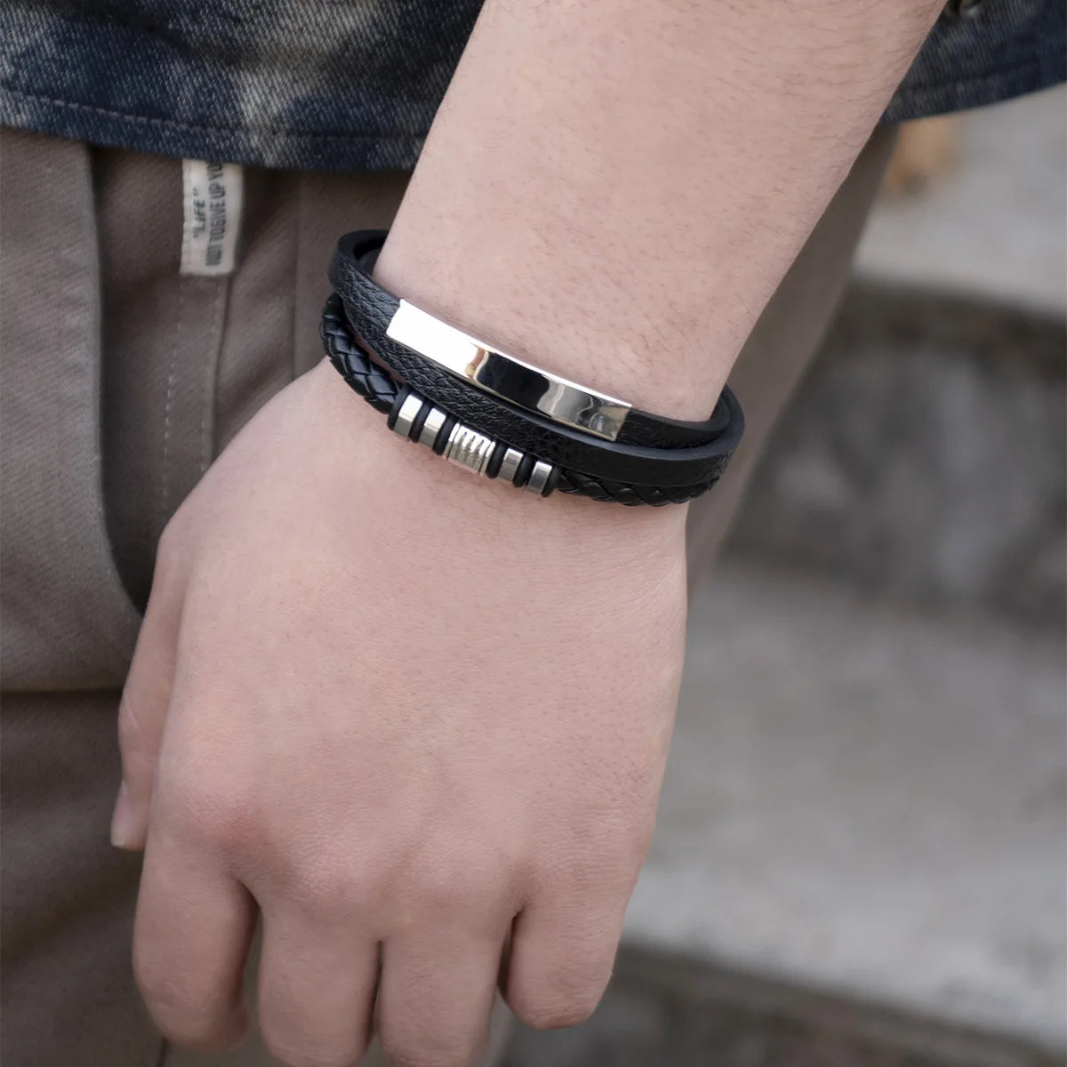ZUPHAR™ Braided Leather Bracelet for Men – Stainless Steel Clasp