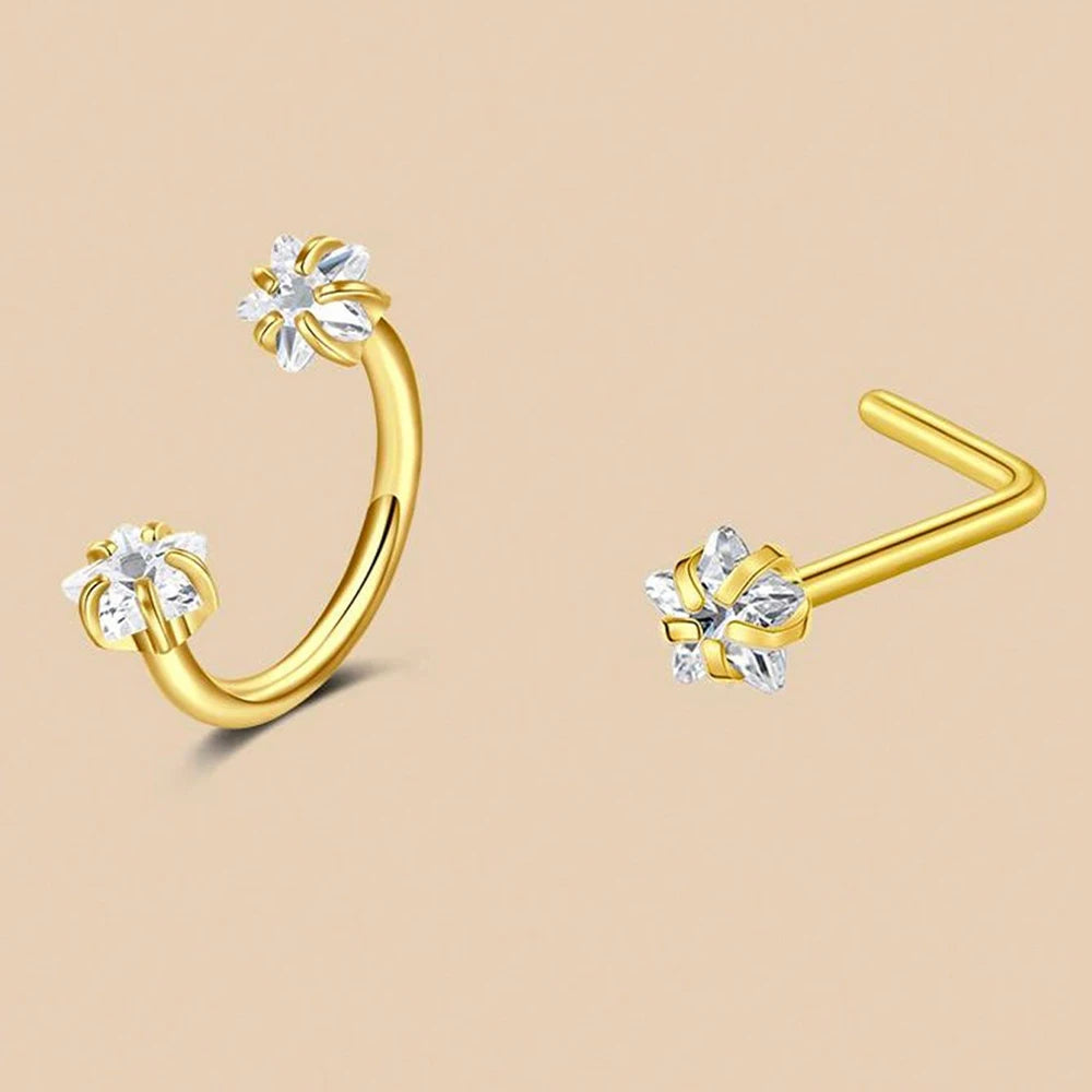 ZUPHAR CZ Nose Rings & Studs Set – Stainless Steel Body Jewelry 18G