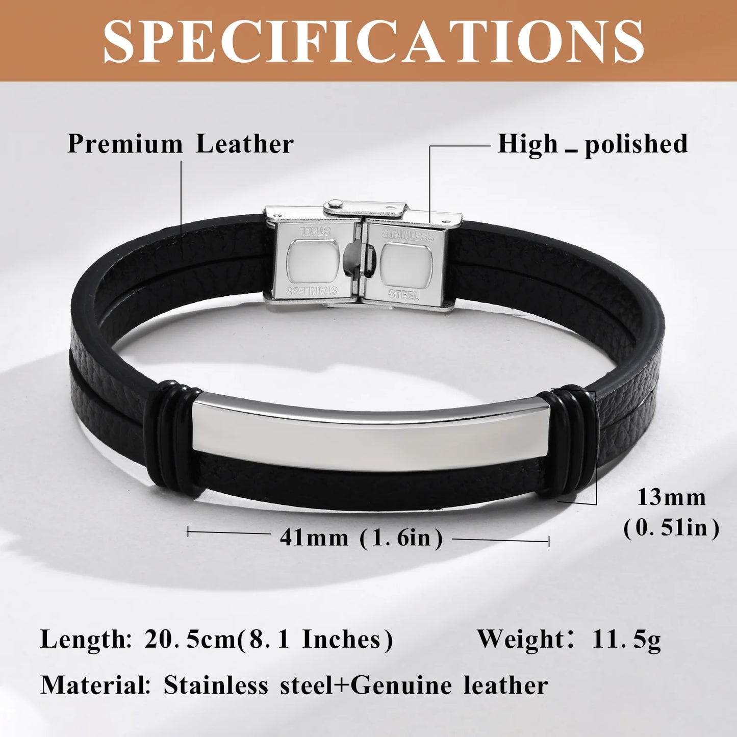 ZUPHAR™ Modern Leather & Stainless Steel Bracelet