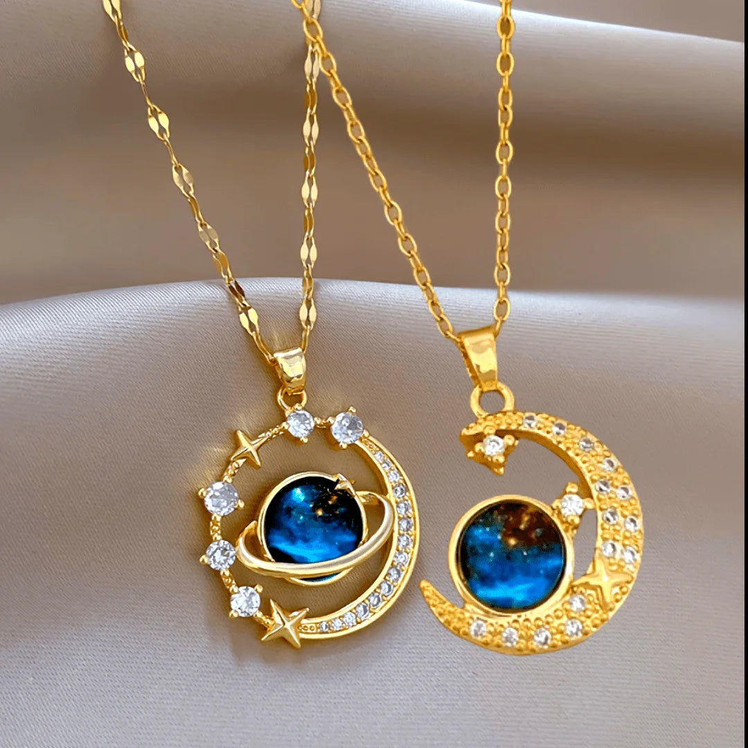 Celestial Sun & Moon Pendant Necklace