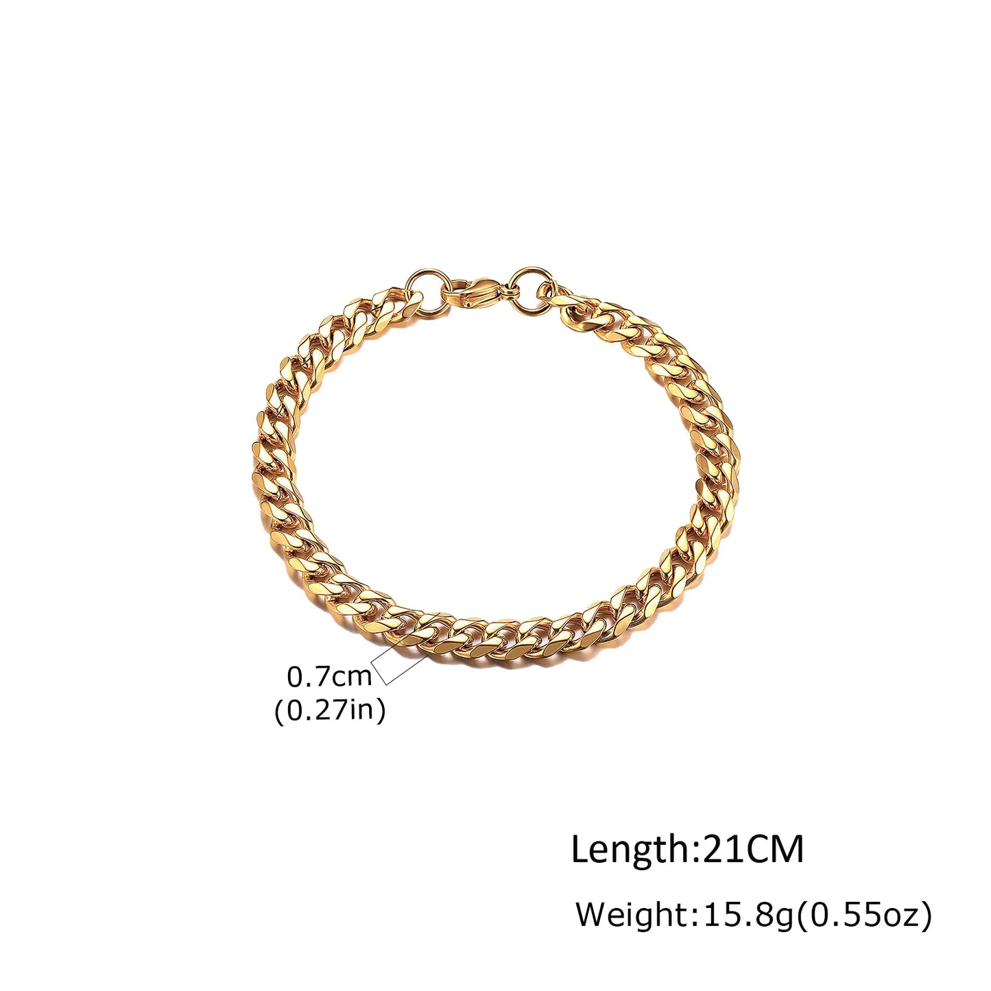 ZUPHAR Bold Gold Chain Bracelet for Men – Stainless Steel Streetwear