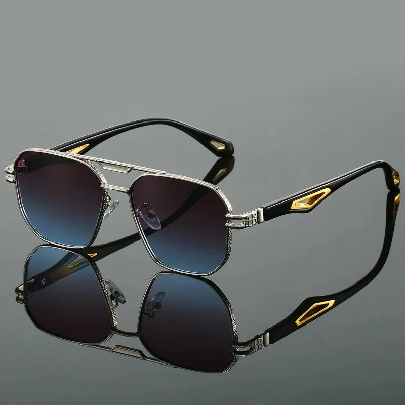 Vintage Square Sunglasses Men — Double Bridge UV400