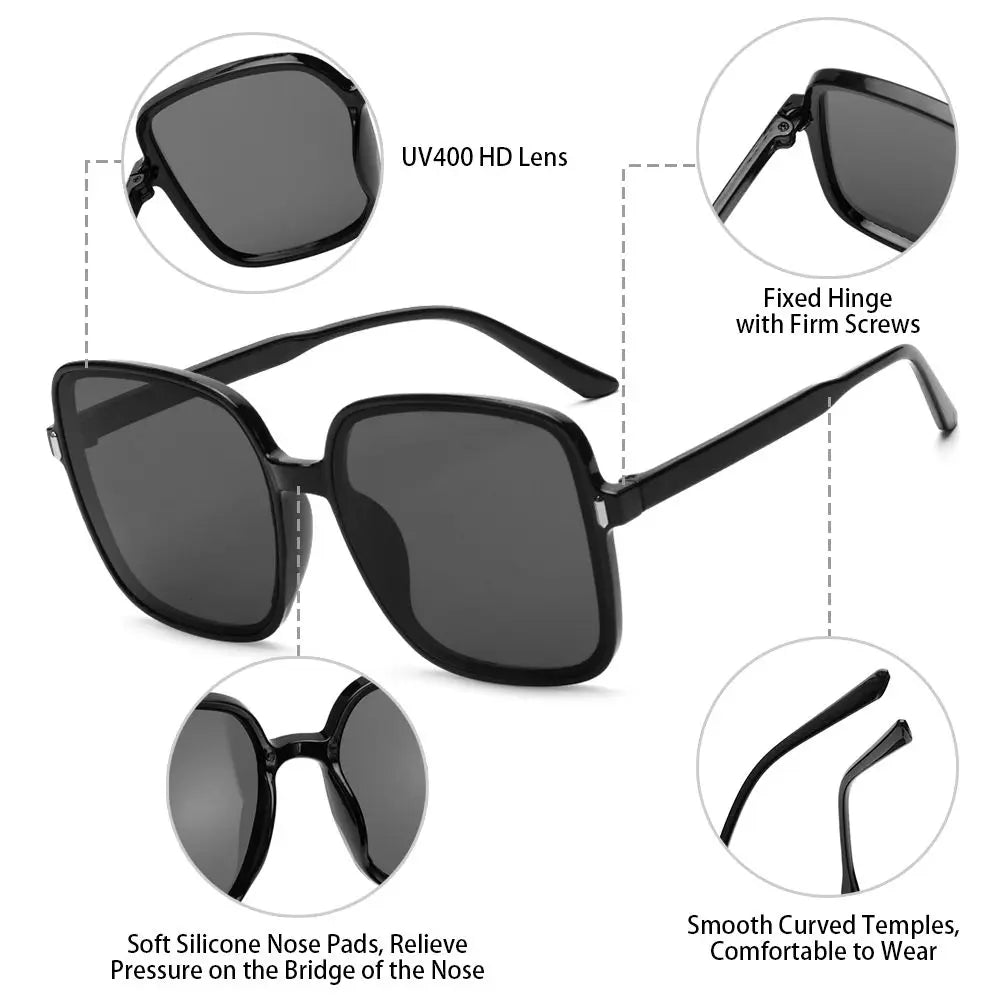 ZUPHAR™ Oversized Tortoise Square Sunglasses – UV Protection