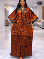 African Print Kaftan Maxi Dress