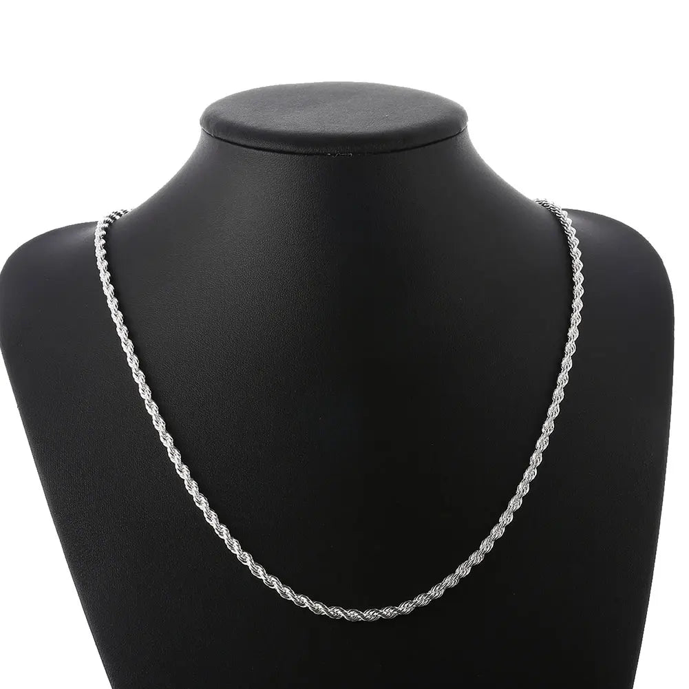 ZUPHAR 925 Silver Twisted Rope Necklace & Bracelet Set – Couples Jewelry