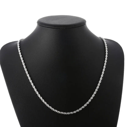 ZUPHAR 925 Silver Twisted Rope Necklace & Bracelet Set – Couples Jewelry