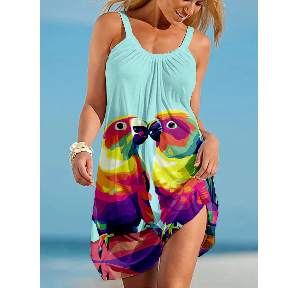 ZUPHAR™ Tropical Print Sleeveless Beach Dress