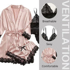 ZUPHAR™ Satin Lace Robe & Lingerie Set