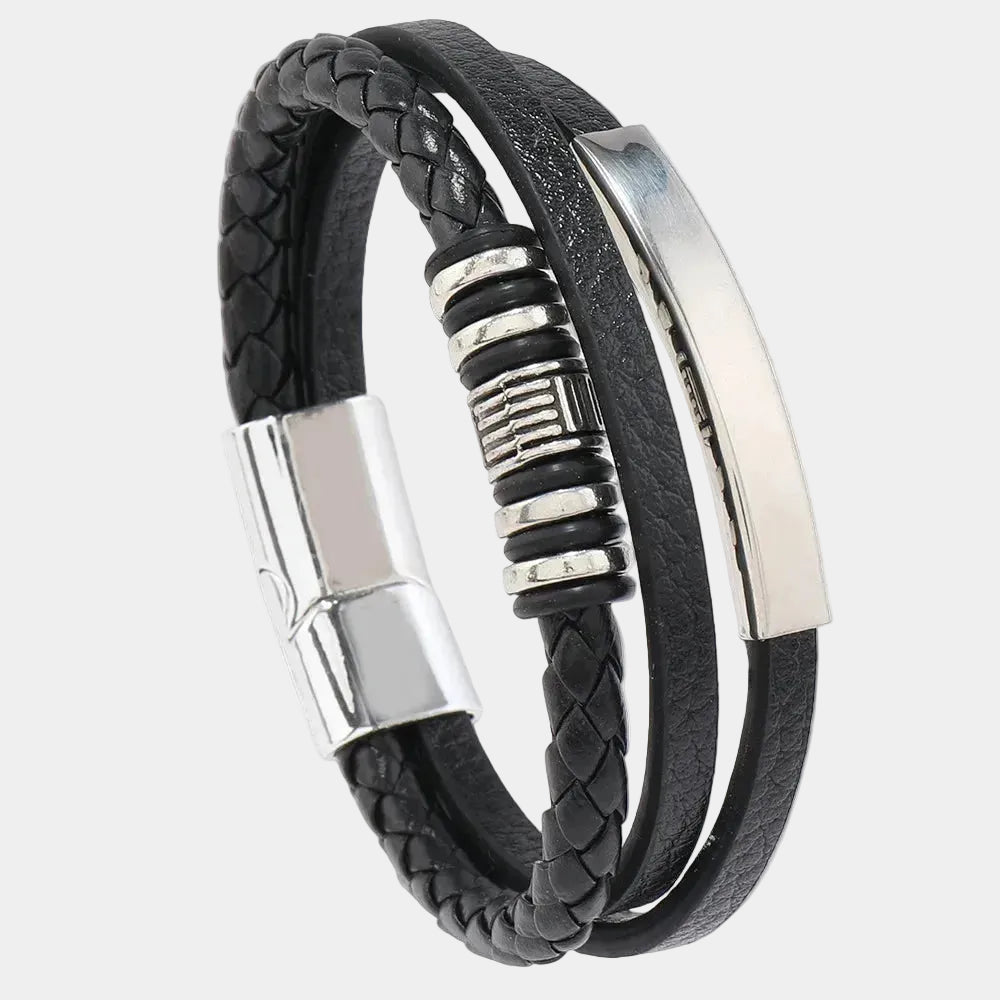 ZUPHAR™ Braided Leather Bracelet for Men – Stainless Steel Clasp
