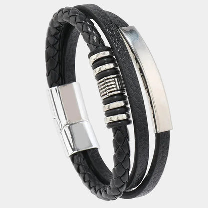 ZUPHAR™ Braided Leather Bracelet for Men – Stainless Steel Clasp