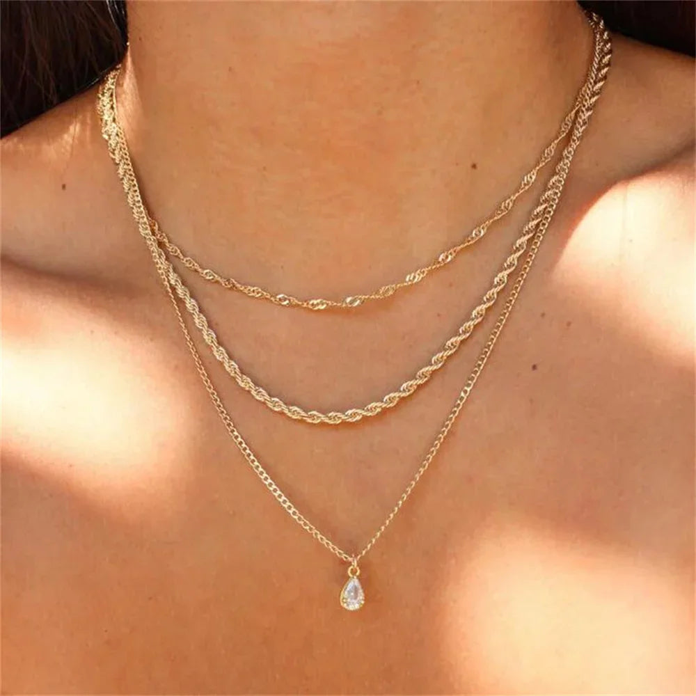 Women’s Layered Gold-Tone Heart & Coin Pendant Necklace