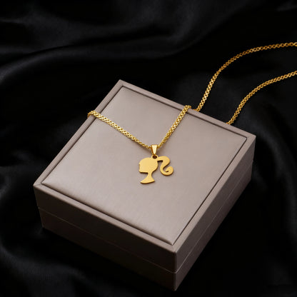 Gold Girl Silhouette Pendant Necklace - 18K Gold Plated Stainless Steel | Gift for Men & Women